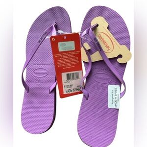 Havaianas Women's You Metallic Flip Flop Purple Sandals 9 Women 8Men